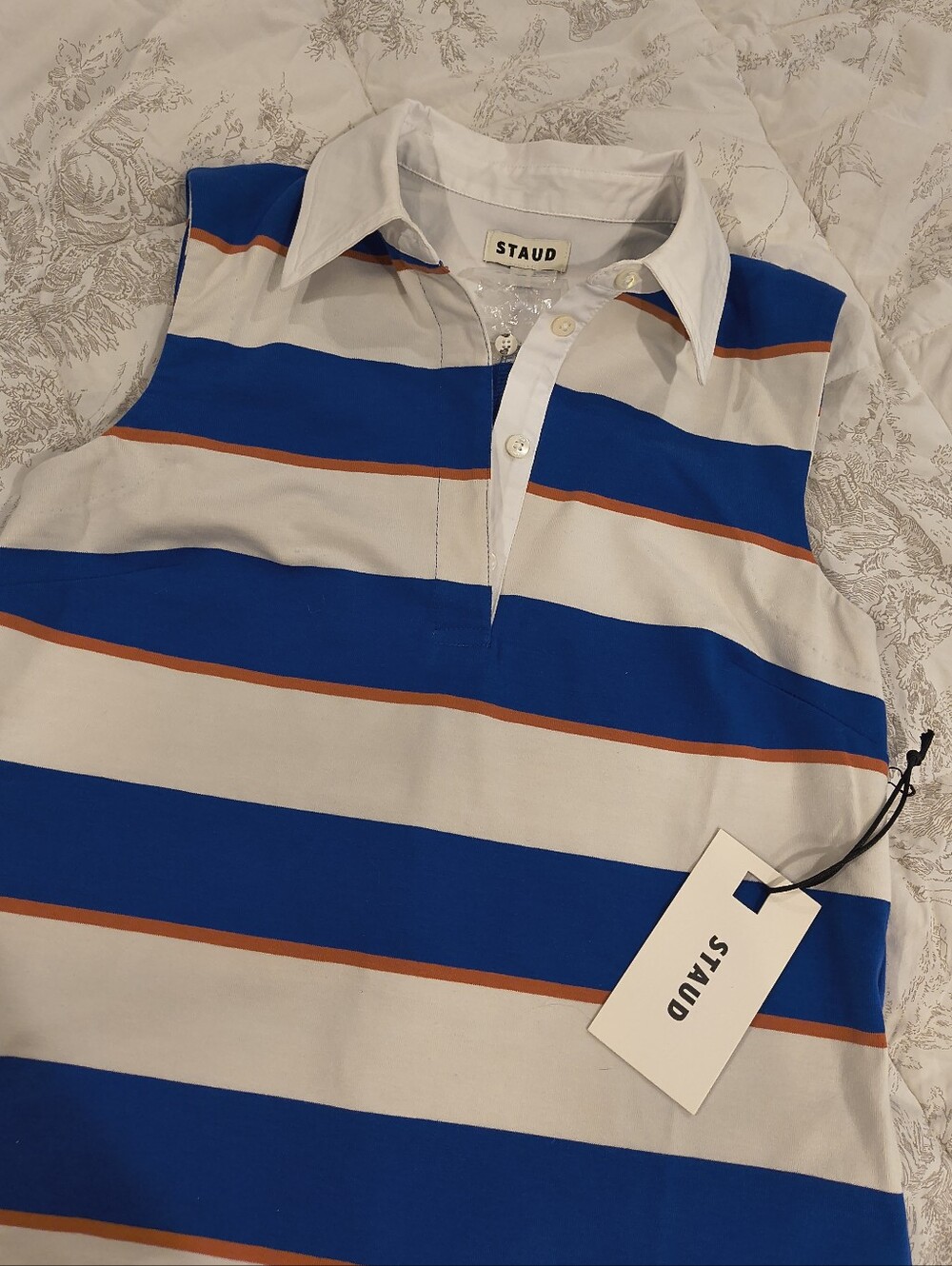STAUD Julius Yacht Rugby Stripe Polo Mini Shift Dress NWT Size XS - Picture 2 of 9